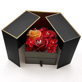 Eternal Soap Rose Flower with Drawer Necklace Jewelry Packaging Double Door Boxe