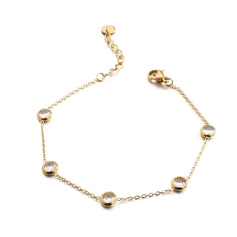 Stainless Steel CZ Bracelet Golden Chain Femme Pulseras