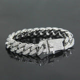 Cuban Chain Bracelet Silver Rhinestone Punk Hip Hop Jewelry