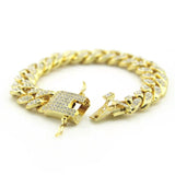 Cuban Chain Bracelet Silver Rhinestone Punk Hip Hop Jewelry