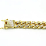 Cuban Chain Bracelet Silver Rhinestone Punk Hip Hop Jewelry