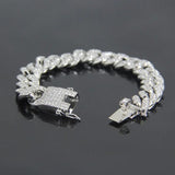 Cuban Chain Bracelet Silver Rhinestone Punk Hip Hop Jewelry