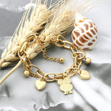 Heart Charm Bracelet for Women Owl Cuban Link Chain Party Jewelry