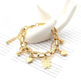 Heart Charm Bracelet for Women Owl Cuban Link Chain Party Jewelry