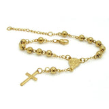 Stainless Steel Bead Bracelet Cross Pendant Rosary Bracelets