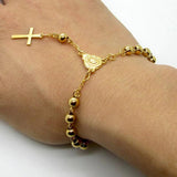 Stainless Steel Bead Bracelet Cross Pendant Rosary Bracelets