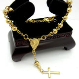 Stainless Steel Bead Bracelet Cross Pendant Rosary Bracelets
