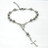 Stainless Steel Bead Bracelet Cross Pendant Rosary Bracelets