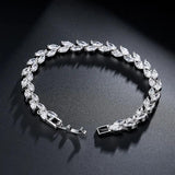 Leaf Bracelets Bangles Cubic Zirconia Bridal Wedding Jewelry