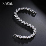 Leaf Bracelets Bangles Cubic Zirconia Bridal Wedding Jewelry