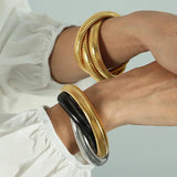 Elastic Closure Bracelet Women Rose Mixed Colors Stainless Steel Charms