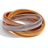 Elastic Closure Bracelet Women Rose Mixed Colors Stainless Steel Charms