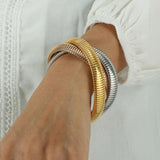 Elastic Closure Bracelet Women Rose Mixed Colors Stainless Steel Charms