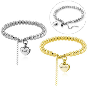Personalized Engraved Heart Ashes Holder Cremation Bracelet