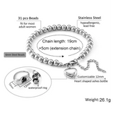 Personalized Engraved Heart Ashes Holder Cremation Bracelet