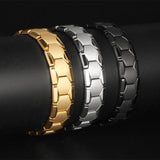 Men's Square Bracelet Germanium Magnet 4-in-1 Wide