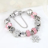 Silver Snowflake Charm Crystal Bead Bracelet DIY Jewelry