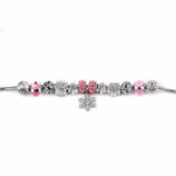 Silver Snowflake Charm Crystal Bead Bracelet DIY Jewelry