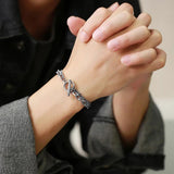 Rock Punk Double Chains Bracelets Men Stainless Steel Wristband