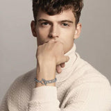 Rock Punk Double Chains Bracelets Men Stainless Steel Wristband