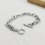 Rock Punk Double Chains Bracelets Men Stainless Steel Wristband