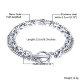 Rock Punk Double Chains Bracelets Men Stainless Steel Wristband