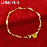 24K Full Water Droplet Link Chain Bracelet for Woman Party Wedding