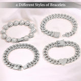 Heart Shape Miami Cuban Chain Bracelet Iced Out Punk