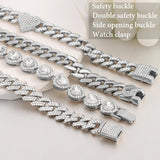 Heart Shape Miami Cuban Chain Bracelet Iced Out Punk