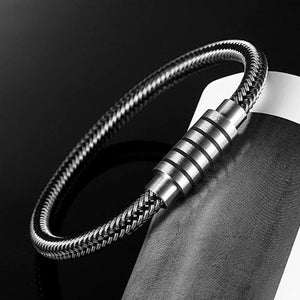 Punk Steel Wire Bracelet Magnetic Buckle Men Wristband