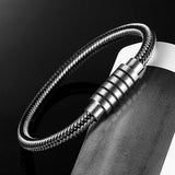 Punk Steel Wire Bracelet Magnetic Buckle Men Wristband