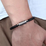 Punk Steel Wire Bracelet Magnetic Buckle Men Wristband