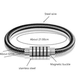 Punk Steel Wire Bracelet Magnetic Buckle Men Wristband