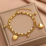 Vintage Heart Pendant Chain Bracelet for Women Jewelry