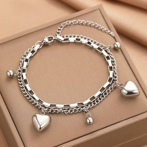 Vintage Heart Pendant Chain Bracelet for Women Jewelry