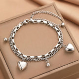 Vintage Heart Pendant Chain Bracelet for Women Jewelry