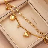 Vintage Heart Pendant Chain Bracelet for Women Jewelry