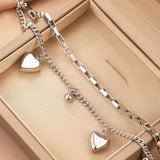 Vintage Heart Pendant Chain Bracelet for Women Jewelry