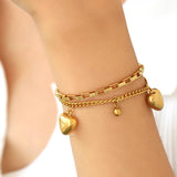 Vintage Heart Pendant Chain Bracelet for Women Jewelry