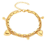 Vintage Heart Pendant Chain Bracelet for Women Jewelry