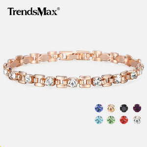 Rose Gold CZ Link Bracelet for Women 20.6cm GBM101