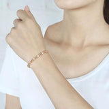 Rose Gold CZ Link Bracelet for Women 20.6cm GBM101