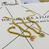 Eternal Love Beaded Bracelet w/ Double Heart Charm