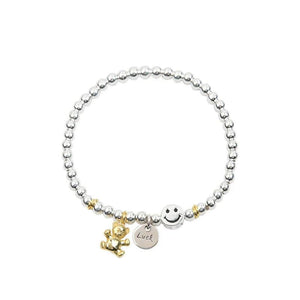 Silver Pendant Smile Face Bear Bead Bracelet Women Hand Ornaments