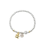 Silver Pendant Smile Face Bear Bead Bracelet Women Hand Ornaments