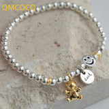 Silver Pendant Smile Face Bear Bead Bracelet Women Hand Ornaments