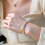 Silver Pendant Smile Face Bear Bead Bracelet Women Hand Ornaments