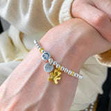 Silver Pendant Smile Face Bear Bead Bracelet Women Hand Ornaments