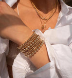 Uworld Bead Chain Bangle Bracelet Waterproof Jewelry Statement Golden