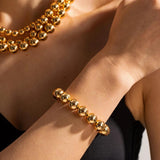 Uworld Bead Chain Bangle Bracelet Waterproof Jewelry Statement Golden